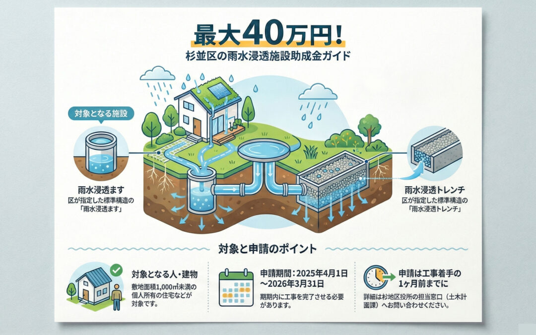 【杉並区】最大40万円！雨水浸透施設工事費の助成で工事費100％還元を徹底解説