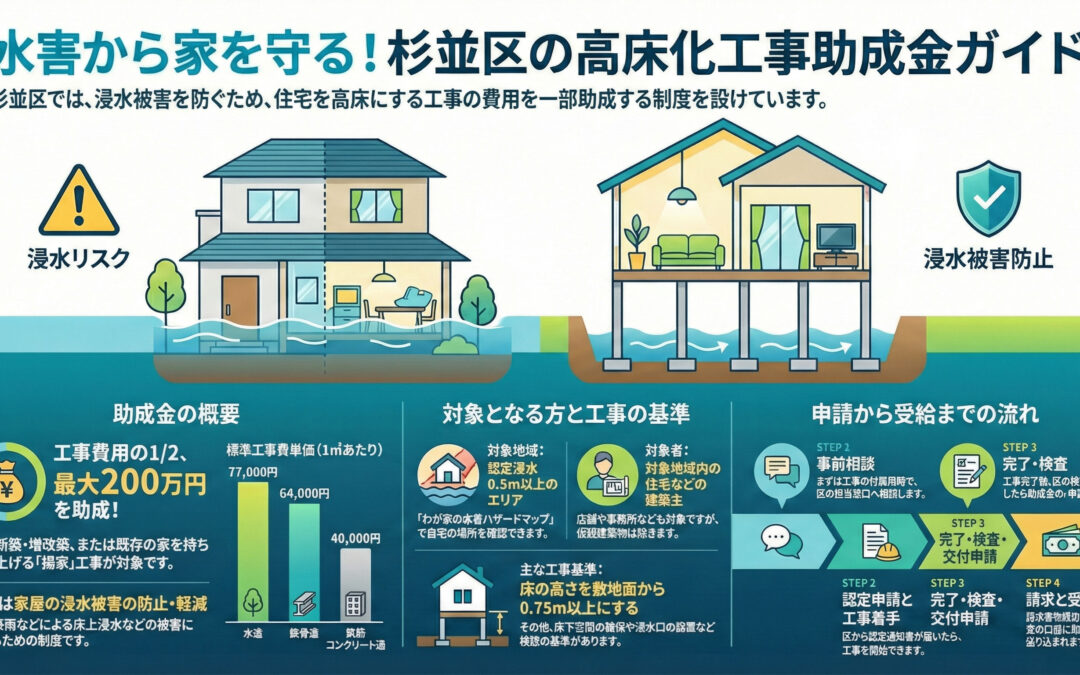 【杉並区】最大200万円！水害予防住宅の高床化工事助成を徹底解説