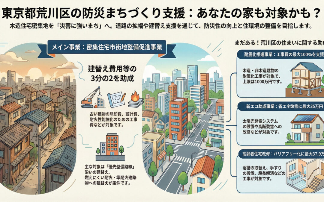【荒川区】最大2/3助成！密集住宅市街地整備促進事業で防災に強い家づくりを徹底解説