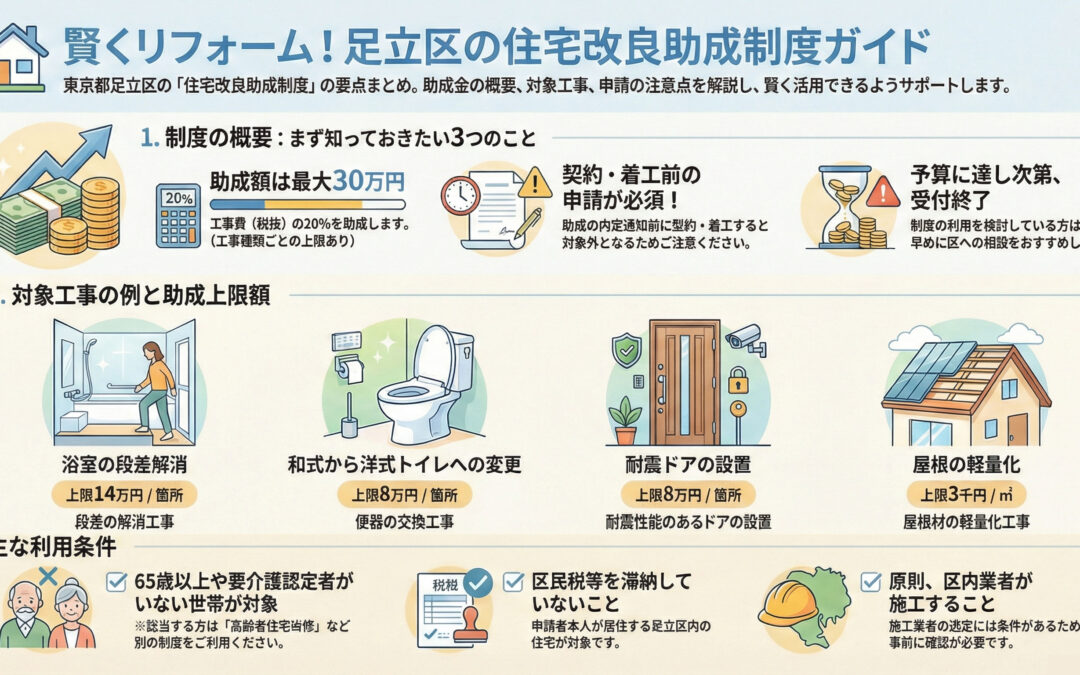 【最大30万円】足立区のリフォーム助成金「住宅改良助成制度」を徹底解説！