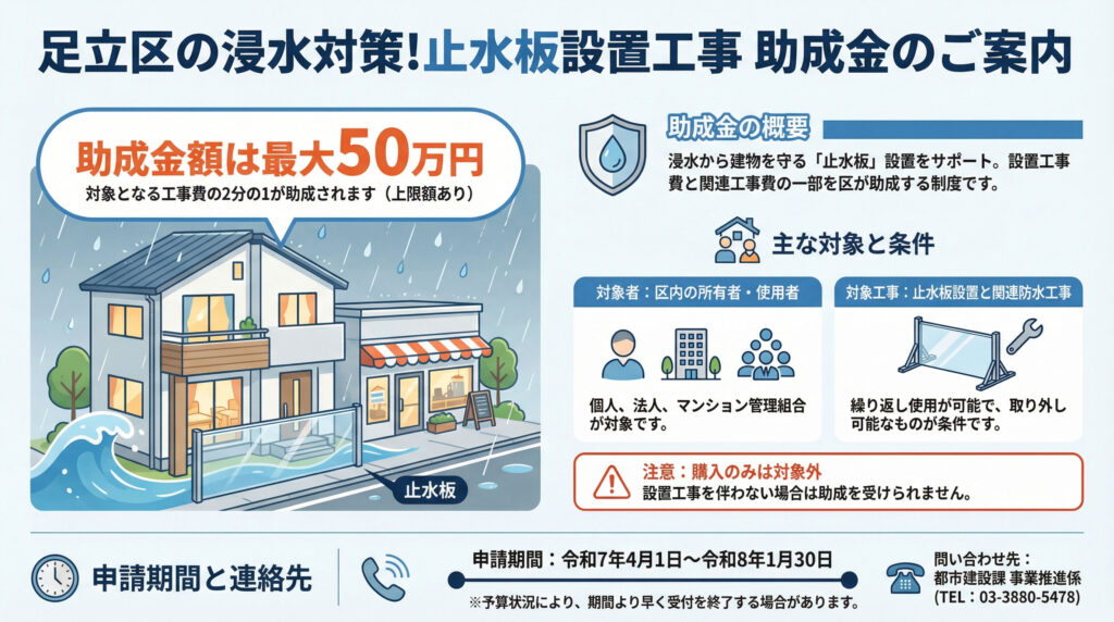 足立区-浸水対策-止水板の助成