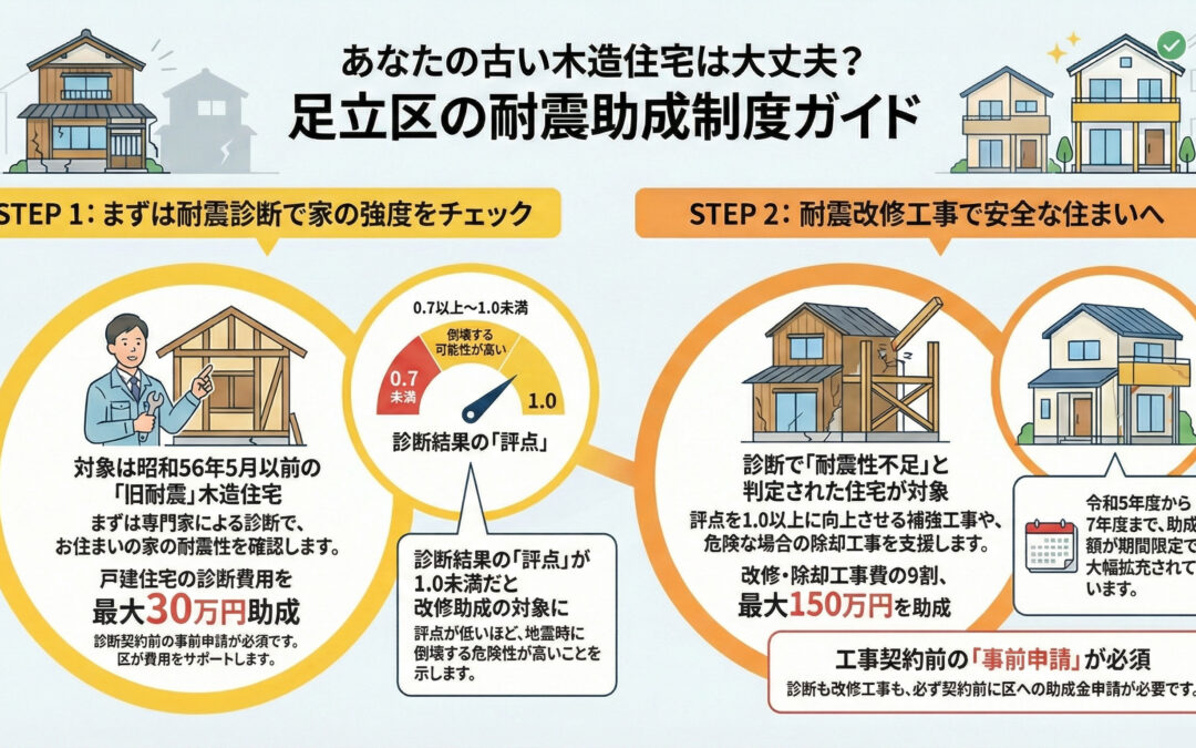 【足立区】最大150万円！木造住宅の耐震助成金が拡充中｜工事費の9割補助を徹底解説